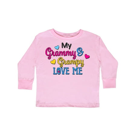 

Inktastic My Grammy and Grampy Love me with Hearts Gift Toddler Boy or Toddler Girl Long Sleeve T-Shirt