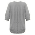 thumbnail image 5 of KBZDBZC Women Blouses Casual Women's Spring Solid Round Neck Knitted Elegant 3/4 Sleeve Top Women’S Blouse Womens Tops Womens Shirts (Gray,XXXL), 5 of 5
