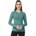 thumbnail image 3 of NELEUS Womens Long Sleeve Shirt With Thumb Hole for Workout Yoga Running Quick-Drying,Light Pink+Purple+Dark Green,US Size M, 3 of 8