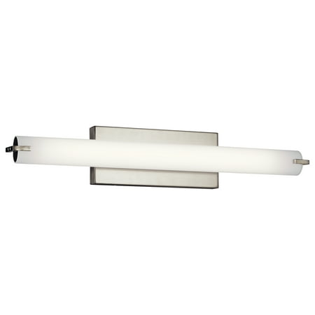 

Kichler 25.5 1 Light Brushed Nickel Integrated LED Vanity Light with White Acrylic Shade