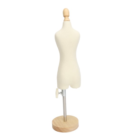 Female Dress Form Mannequin Torso, Wooden Base Dress Form Mannequin Body For Clothing Dress Jewelry Display, Adjustable Height Wood Stand For Sewing Display Teaching, White