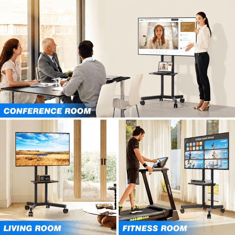 RTVR Rolling TV Stand Cart with Wheels and Mount, 75-Inch photo 7