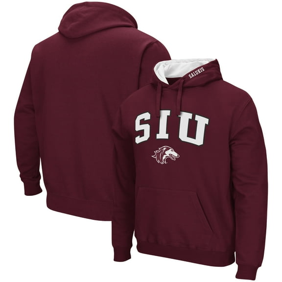Men's Colosseum Maroon Southern Illinois Salukis Arch & Logo 3.0 Pullover Hoodie