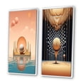 thumbnail image 3 of Designart "Futurisme Graphique Rétro Architectural Bliss IV" Art Mural Encadré Paysage Abstrait Ensemble de 2 - Toile Encadrée Rose Moderne pour Décoration de Salon, 3 of 6