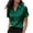 Green, variant on Women's Satin Short Sleeve Shirt, Elegant Silky Button Down Blouse, Professional Work Top with Double Pockets, Slim Fit Summer Office Shirt
