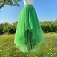 thumbnail image 5 of Women's High Low Tulle Tutu Skirts Elastic High Waisted Irregular Flowy Layered Skirts Fashion Carnival Party Outfits Green One Size, 5 of 5