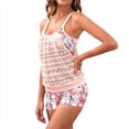 thumbnail image 3 of Traje de Baño Tankini de Dos Piezas para Mujer, con Control de Abdomen y Pantalones Cortos Tipo Blusón Rosa XL, 3 of 10