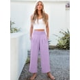 thumbnail image 6 of ANRABESS Womens High Waisted Palazzo Pants Lightweight Casual Summer Pants Loose Lounge Pants Flowy Wide Leg Trousers for Beach Travel Vacation Light Purple XL, 6 of 8