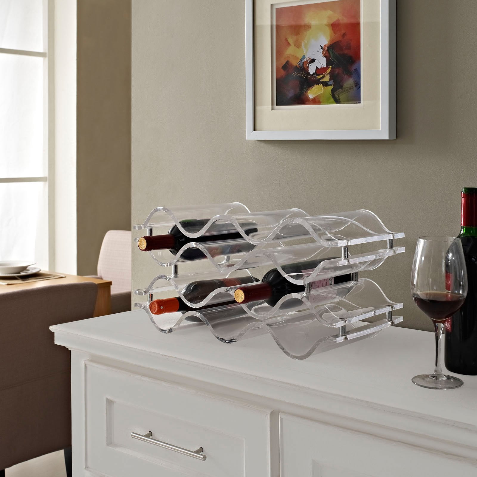 Modway Reserve Acrylic Construction Ten Wine Bottle Rack in Clear ...