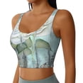 thumbnail image 2 of Goofa Vintage Rose1 Printed Sports Bras for Women, High Impact Running Bra Workout Crop Tank Tops Longline Sports Bra Push up-Large, 2 of 9