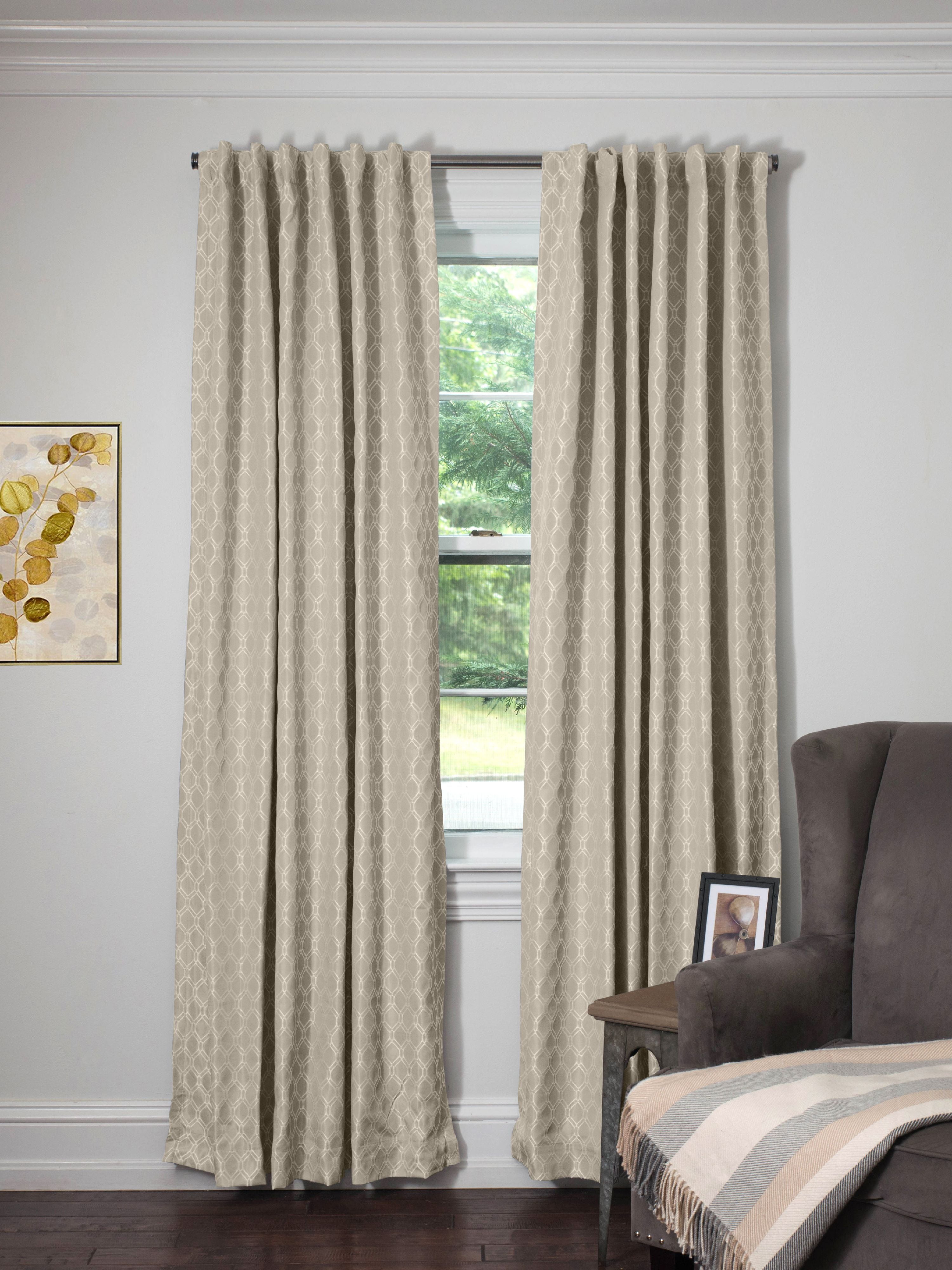 Crescent Double layer Total Blackout Back Tab Single Curtain Panel 52x63