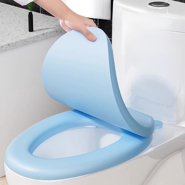 Asiento de inodoro de vinilo suave y alargado con funda de vinilo suave y acolchado de espuma cómodo. Se adapta a todos los accesorios de tamaño estándar. Fácil montaje. Fundas de asiento de EVA.