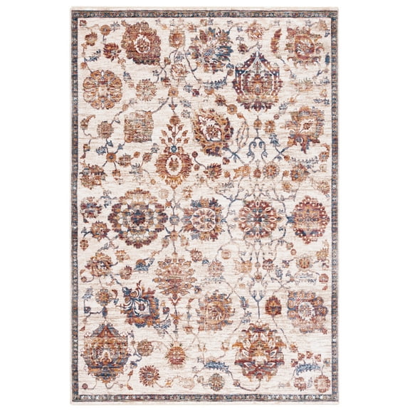 SAFAVIEH Heirloom Kenelm Floral Polyester Area Rug, Ivory/Navy, 8' x 10'