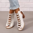 thumbnail image 5 of Heeled Sandals Chunky Heels Womens Wedges Open Toe Heels Chunky Heeled Sandals for Womens Bohemian Cutout Open Toe Summer Block Womens Heeled Party Dress Sandals 3 Inch Pumps White 6, 5 of 5