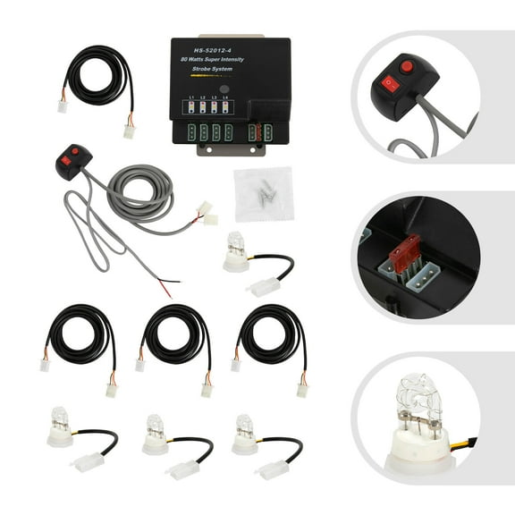 Miumaeov 4 HID Bulbs Emergency Strobe Light Hide Away Hazard Emergency Strobe Warning Lighting System Kit