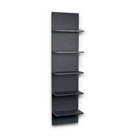 - Danya B. Black Grain Finish Wide Column Wall Shelf