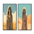 thumbnail image 2 of Designart "Feminine Grace in Retro Portrait Meadows" Fashion Woman Framed Wall Art Set Of 2 - Glam Blue Gallery Wall Frame Set For Home Decor, 2 of 6