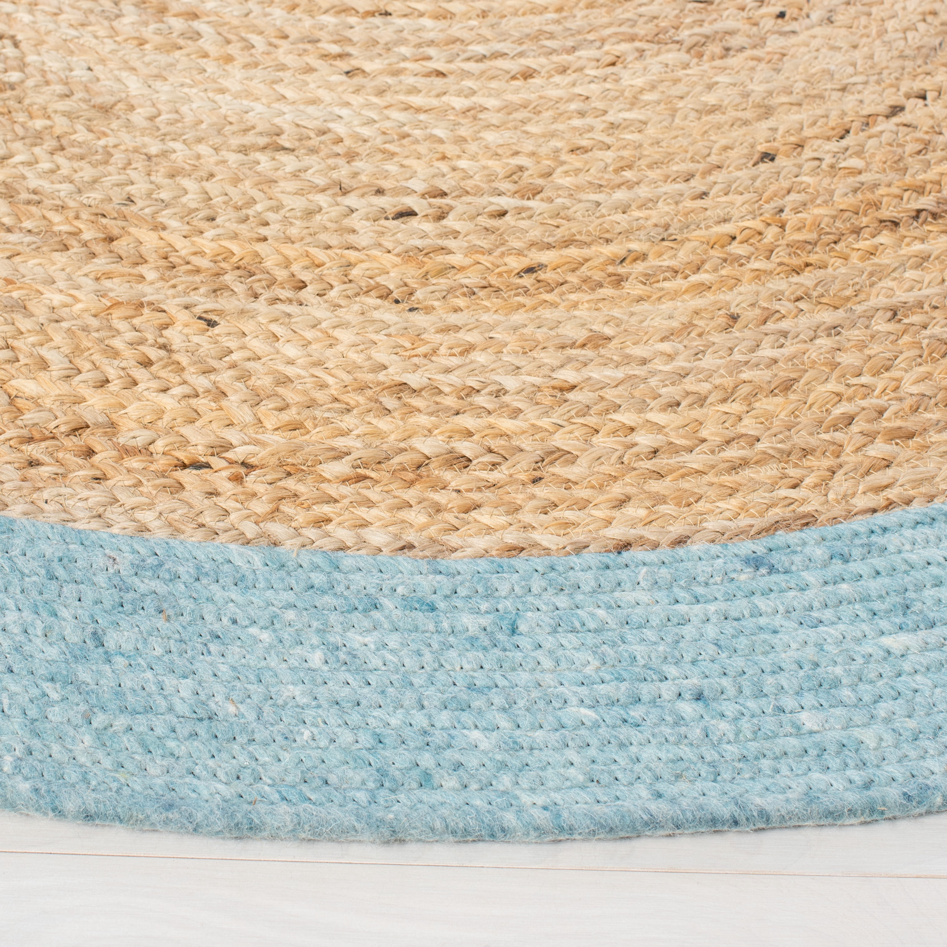 SAFAVIEH Braided Carina Bordered Reversible Area Rug, Blue/Natural, 6' x 9' Oval