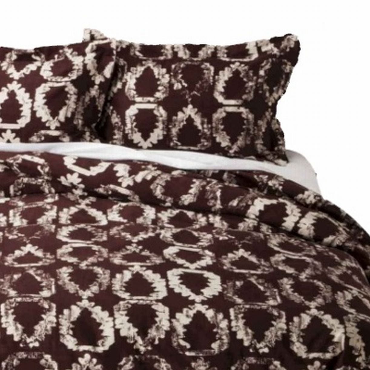 Nate Berkus Duvet Cover Shams Set Full Queen Brown Leaf Print