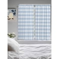 thumbnail image 3 of Light Blue Plaid Bathroom Window Curtain, Modern Minimalist Country Light Filtering Coffee Kitchen Curtains, Bedroom Living Room Curtains 2 Panel 84"x63", 3 of 6