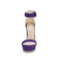 thumbnail image 6 of BLISSFUL STEP Women's Shoes Faux Suede Ankle Strap Open Toe High Chunky Heel Platform Sandals Purple 8, 6 of 7