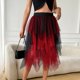 thumbnail image 2 of Falda de Alta Cintura Elástica de las Mujeres Falda Asimétrica en Capas de Cintura Alta con Diseño de Gradiente, Tela Suave Transpirable Midi Casual para el Verano, 2 of 8