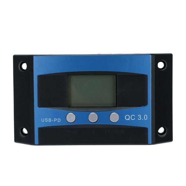 MPPT Solar Controller, 12V 24V Auto Adaptive LCD Display Solar Panel Regulator with Multiple Guards for Gel Sealed Flooded and
