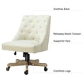 thumbnail image 3 of Armless Office Chair Adjustable Upholstered Swivel Task Vanity Chair with Wheels, Ivory, 3 of 12