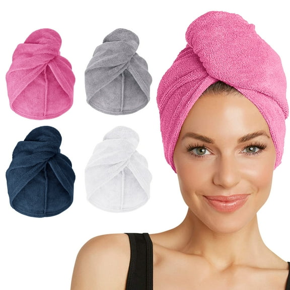 Turbie Twist 4 Pack Microfiber Hair Towel - Pink, Blue, Grey, White