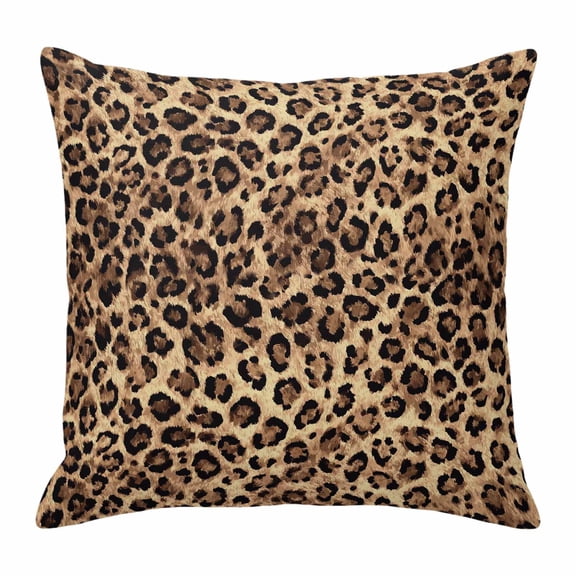 Throw Pillow Covers 20 x 20 Inch, Leopard Printed Cotton Linen Pillows Cases, Modern Animals Textured Brown Square Cushion Covers for Couch Sofa Bed