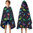 thumbnail image 3 of Space Dinosaur Pattern Hooded Bath Towel，50"x30" for Ages 3 To 12 Kids, Quick Dry Lightweight Soft Microfiber Hood Beach Towel Cover Up for Kids, 3 of 7