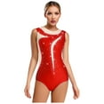 thumbnail image 2 of SiiRoh Women's Gymnastics Leotard One Piece Sleeveless Rhinestones Bodysuit for Ballet Dance Skating Red L, 2 of 6