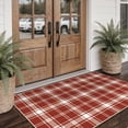 thumbnail image 6 of DEORAB Outdoor Door Mat 3'x 5' Welcome Mat Chenille Three-Layer Material Imitation Silicone Spot Molding Washable Carpet Front Door Mat Entryway Patio Red & White, 6 of 7