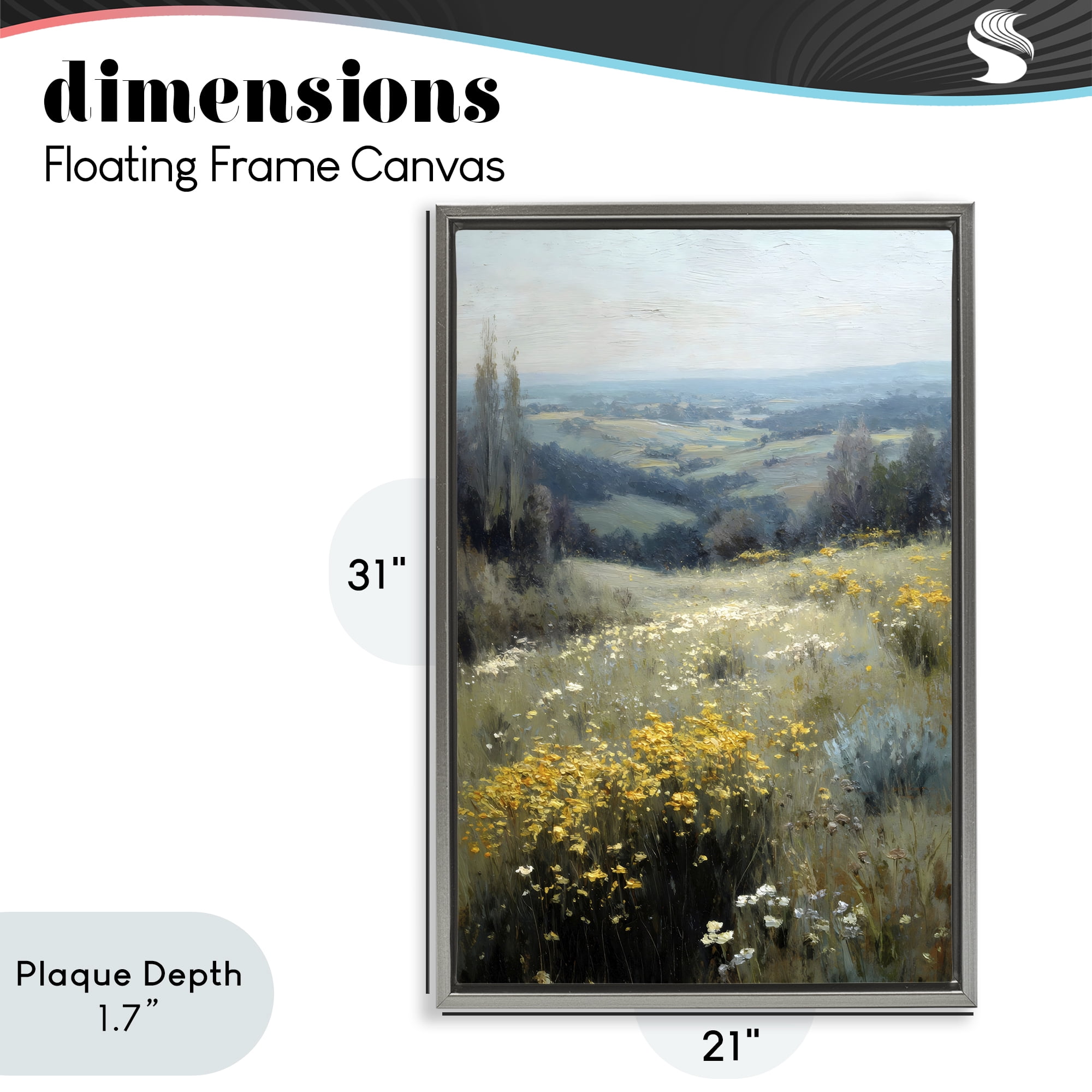 Stupell Industries Sporadic Meadow Flowers Gray Framed Floater Canvas Wall Art, design by Petal Prints Design