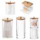 thumbnail image 2 of Caja de almacenamiento acrílica para baño, organizador de maquillaje, Soporte redondo de algodón para almohadilla, hisopo de algodón, dispensador de soporte Qtip con tapa de Bambú, 2 of 4