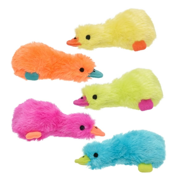 Multipet Plush Mini Duckworth Dog Toy with Squeaker, 4 inches, Assorted Colors