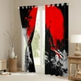 thumbnail image 3 of jejeloiu Japanese Samurai Blackout Curtains Set of 2 (52x84 Each),Gray Splashing Ink Window Curtains,Red Moon Curtains and Drapes For Adults,Microfiber Bedroom Decor, 3 of 6