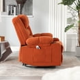 thumbnail image 4 of 37.7" Wide Super Soft and Oversize Chenille Manual Swivel Rocker Heating Massage Recliner Chair with Cupholders for Living Room, Bedroom,  Orange, 4 of 16