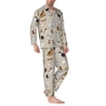 thumbnail image 2 of Yiaed Dog Animal Print Men’s Pajamas Set - Long Sleeve Button Down Sleep Shirt and Pajama Bottoms Sleepwear Set Mens Pjs Sets Men's Pajama Bottoms-, 2 of 7