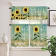 thumbnail image 2 of 3 Piece Kitchen Curtains and Valances Set Sunflowers Cafe Curtains 36 Inch Length Botanical Ombre Flowers You Are My Sunshine Valance & Tier Curtain for Living Room Bedroom Window 54"x18"+27"x36"*2, 2 of 6