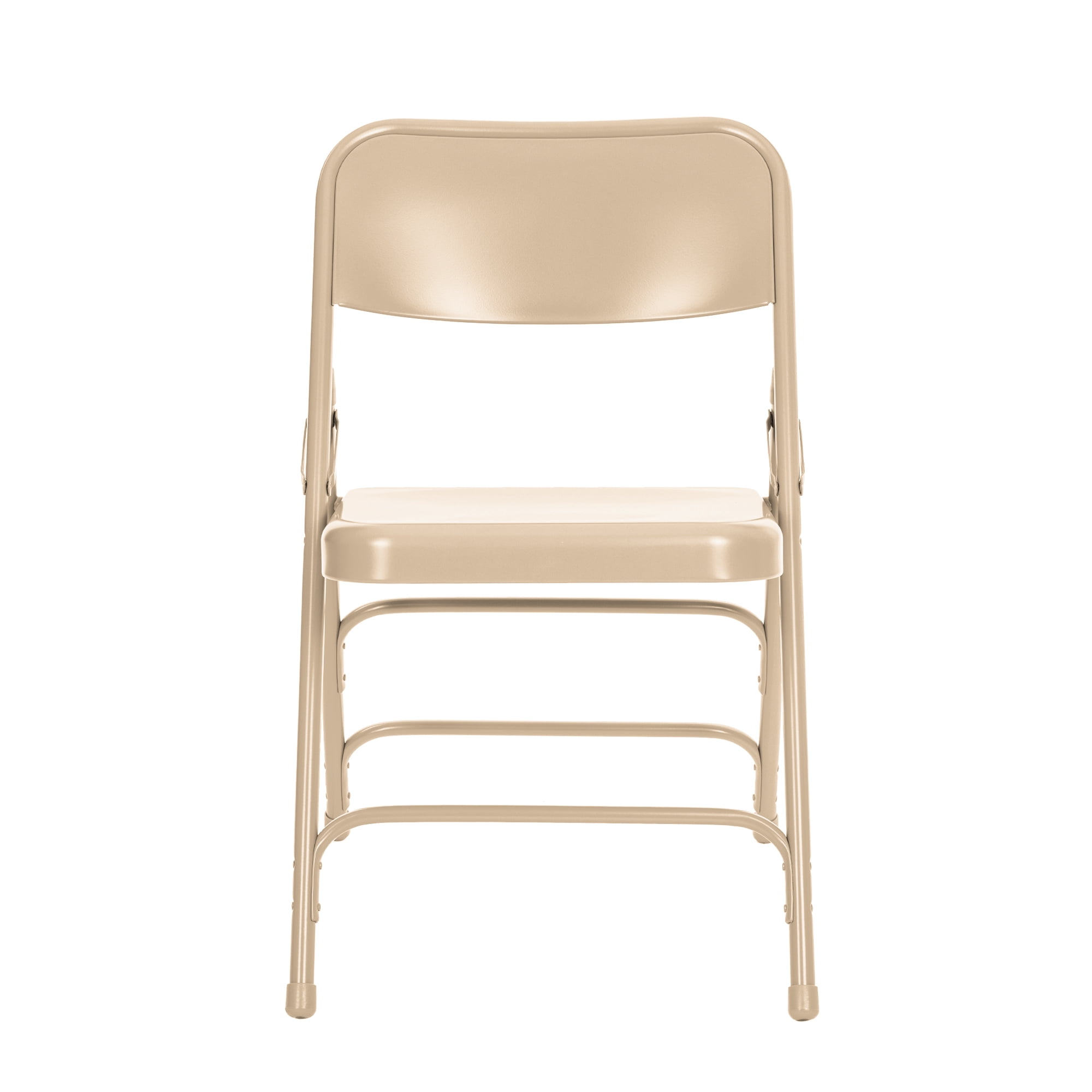 Hampden Furnishings Bernadine Collection All Metal Triple Brace Folding Chair, Beige, Pack of 4