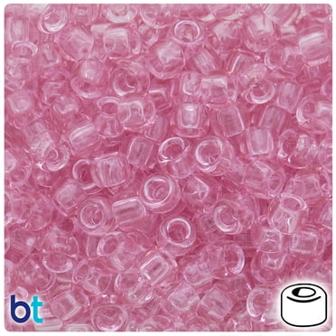 BeadTin Peach Matte 9mm Barrel Pony Beads - 500 Pieces For Jewelry Making And Kids Crafts