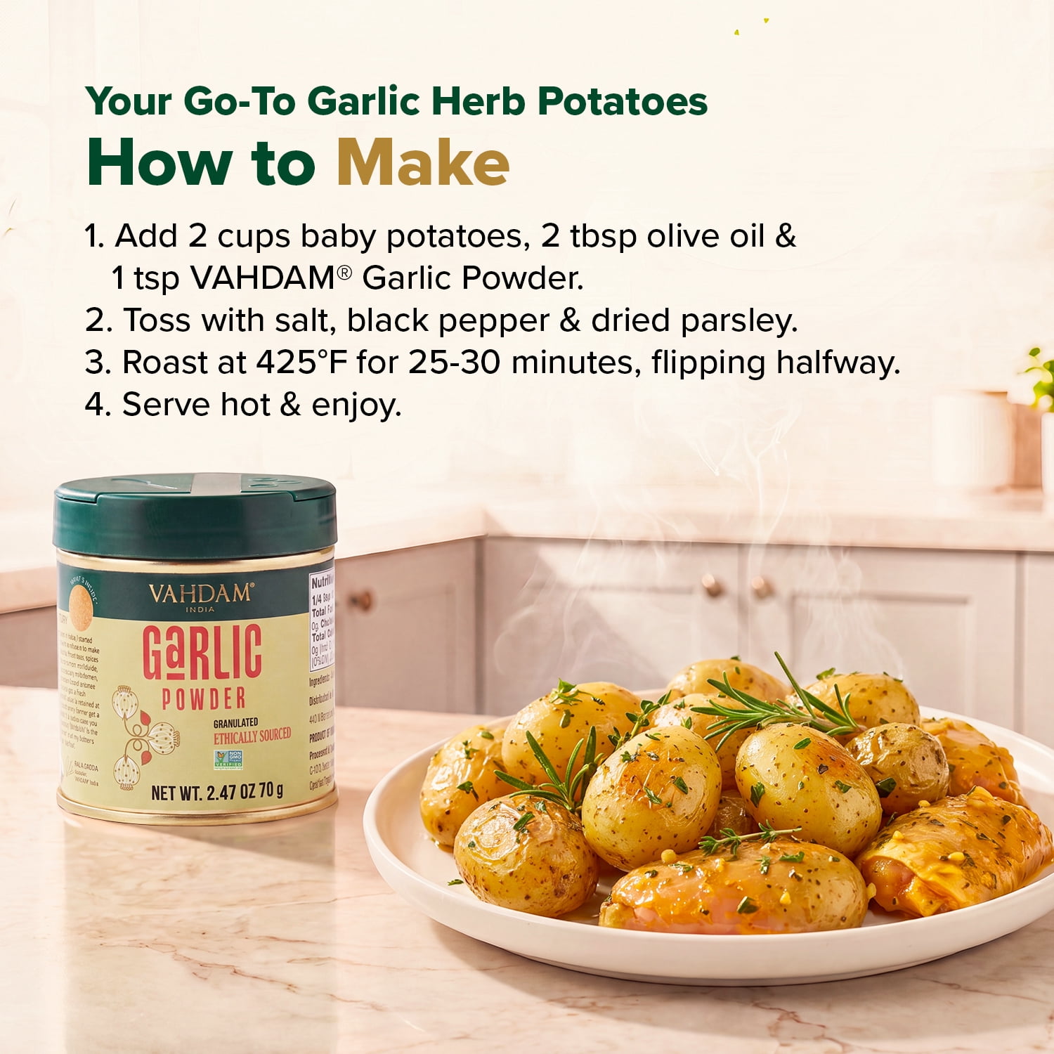 (3 pack) VAHDAM Garlic Granules Spice, 2.47 oz | Granulated Dried Garlic (Allium sativum), Non-GMO, Gluten-Free Seasoning for Cooking