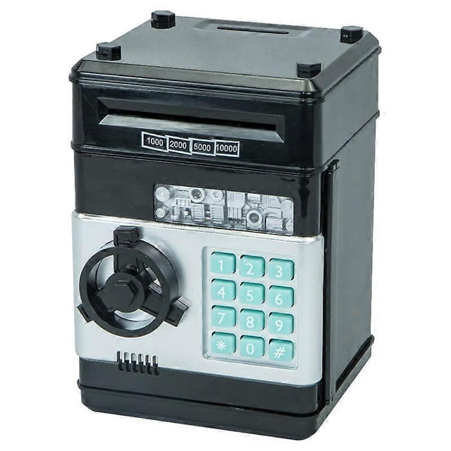 (F 13.5*13.5*19CM) Child Safety Bank with ATM Fingerprint Password