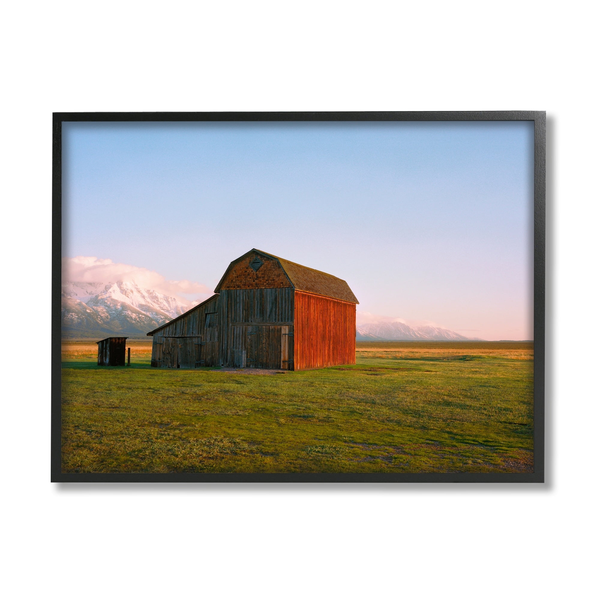 Stupell Industries Rural Barn Mountain Range Clear Country Sky Sunset,20 x 16, Design by Sol Rapson