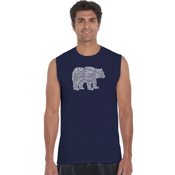 LA Pop Art Men's Word Art Sleeveless T-shirt - Bear Species