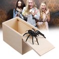 thumbnail image 2 of Caja de broma de araña de madera - Favor de fiesta de Halloween sorpresa aterradora - Juguete de insecto de goma saltador falso - Broma práctica realista - Regalo de broma clásico para amigo, 2 of 3