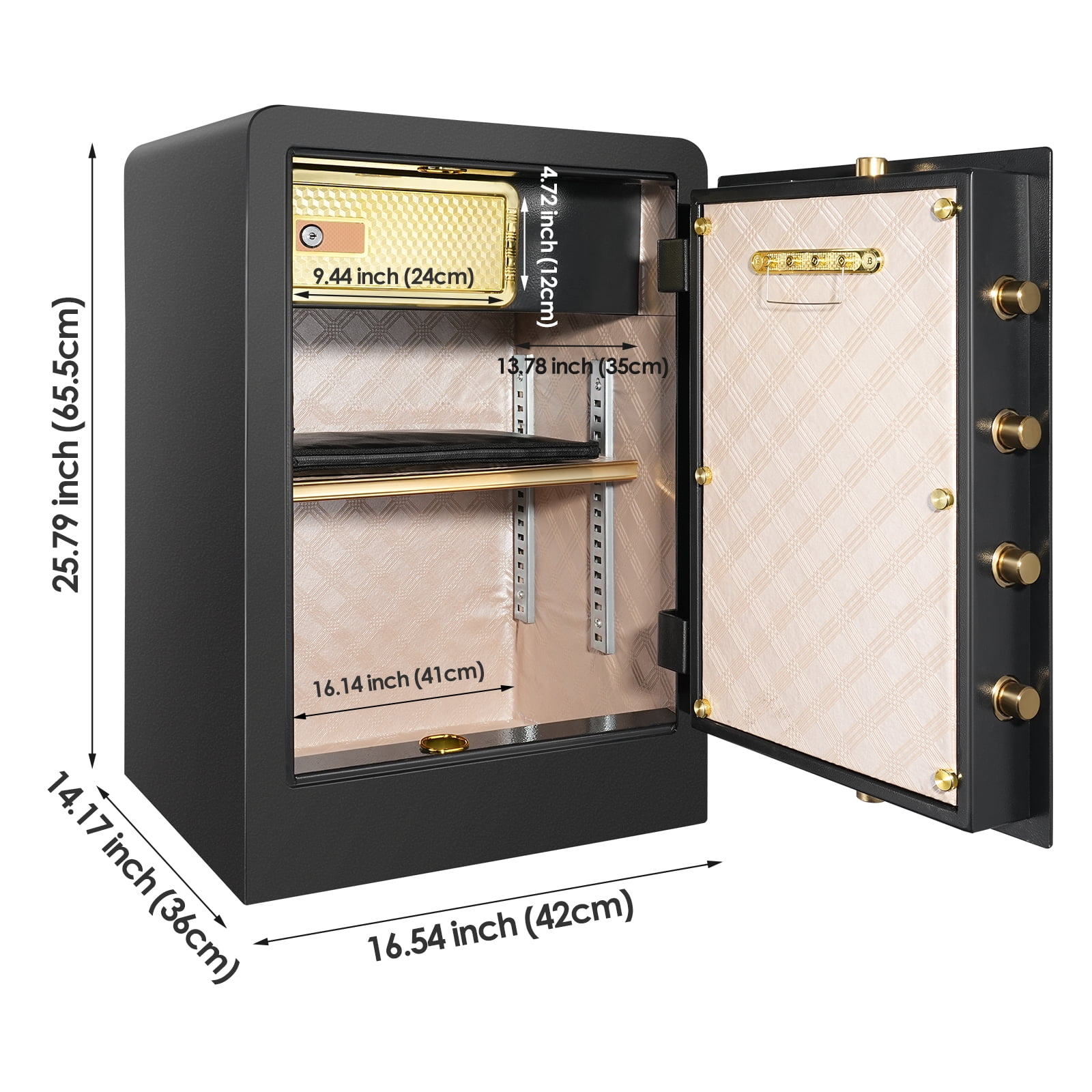 SRWTRCHRY 5.0 Cubic Home Safes,with Interior Safe Lock Box, Fire-Resistant and Water-Resistant Safe Bag, Dual Key System Safety Box with Code, Wall-Mount Large Safes, Floor Safes