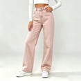 thumbnail image 4 of Denim Pants for Women High Waisted Straight Leg Jeans Fashion Stretchy Loose Fitted Wide Leg Denim Pant Trousers with Pockets, 4 of 5