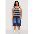 thumbnail image 3 of Womens Plus Size Striped V Neck Tee, 3 of 5